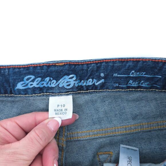 Eddie Bauer Ranch P10 Specially Dyed Denim Mid Rise Curvy Bootcut Jean Med Wash - Picture 7 of 12